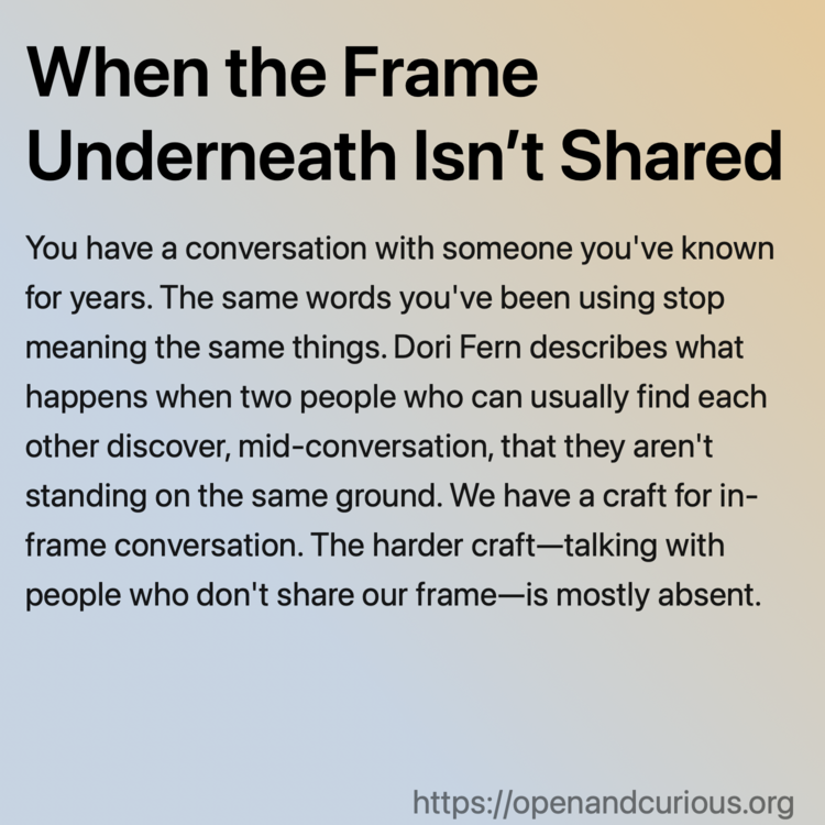 When the Frame Underneath Isn’t Shared